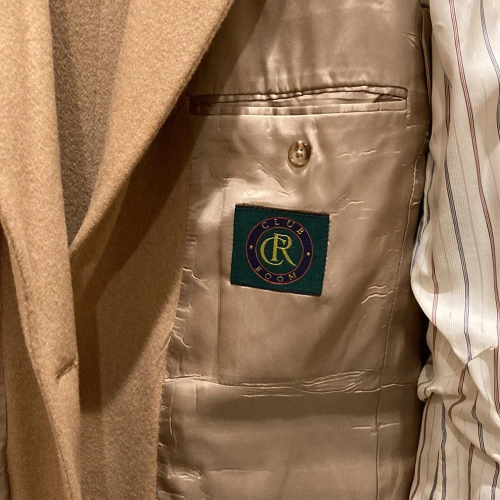 Club Room Men’s Sz 40 Blazer Sport Coat Jacket Beige Tan 2 Button Lined Pockets